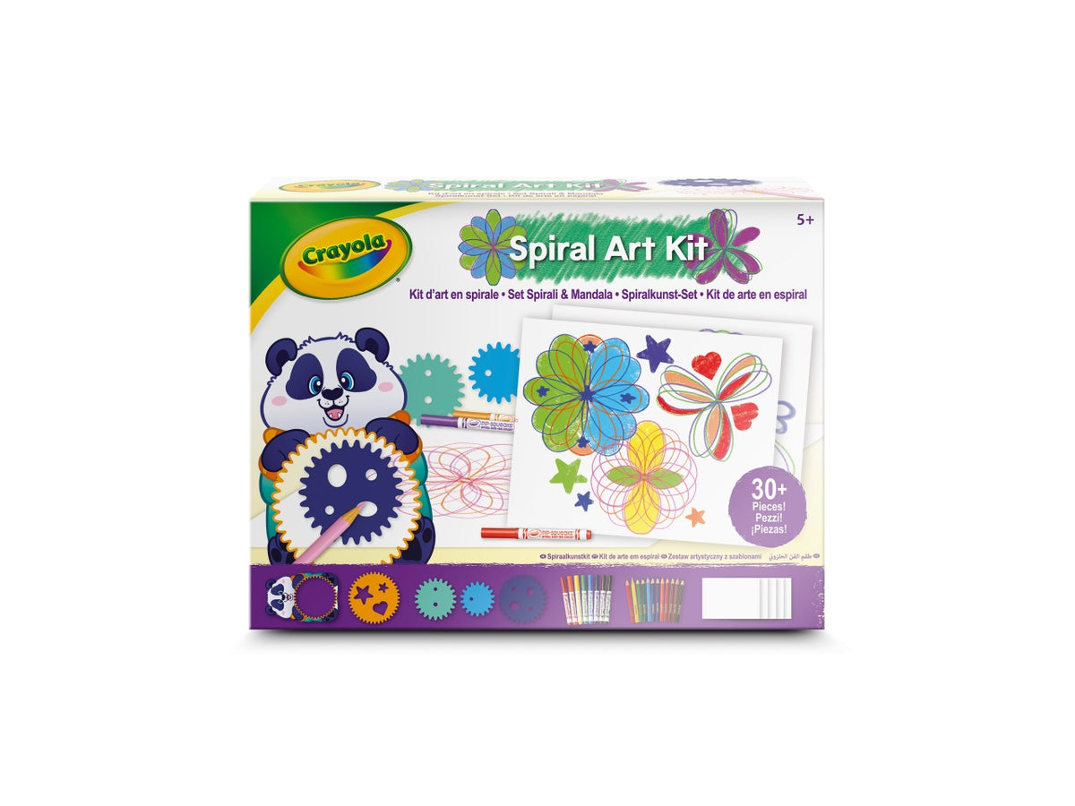 Set Spirali & Mandala - Multicolor, 26,5x5,6x20 cm, 320 gr, Carta e Plastica, Provenienza Italia, Certificato CE, Unisex, Età 5+, 12 Mini Matite Colorate, 8 Pennarelli Lavabili, 1 Animaletto Mandala con 3 Ingranaggi, 1 Ingranaggio con Stencils, 16 Fo