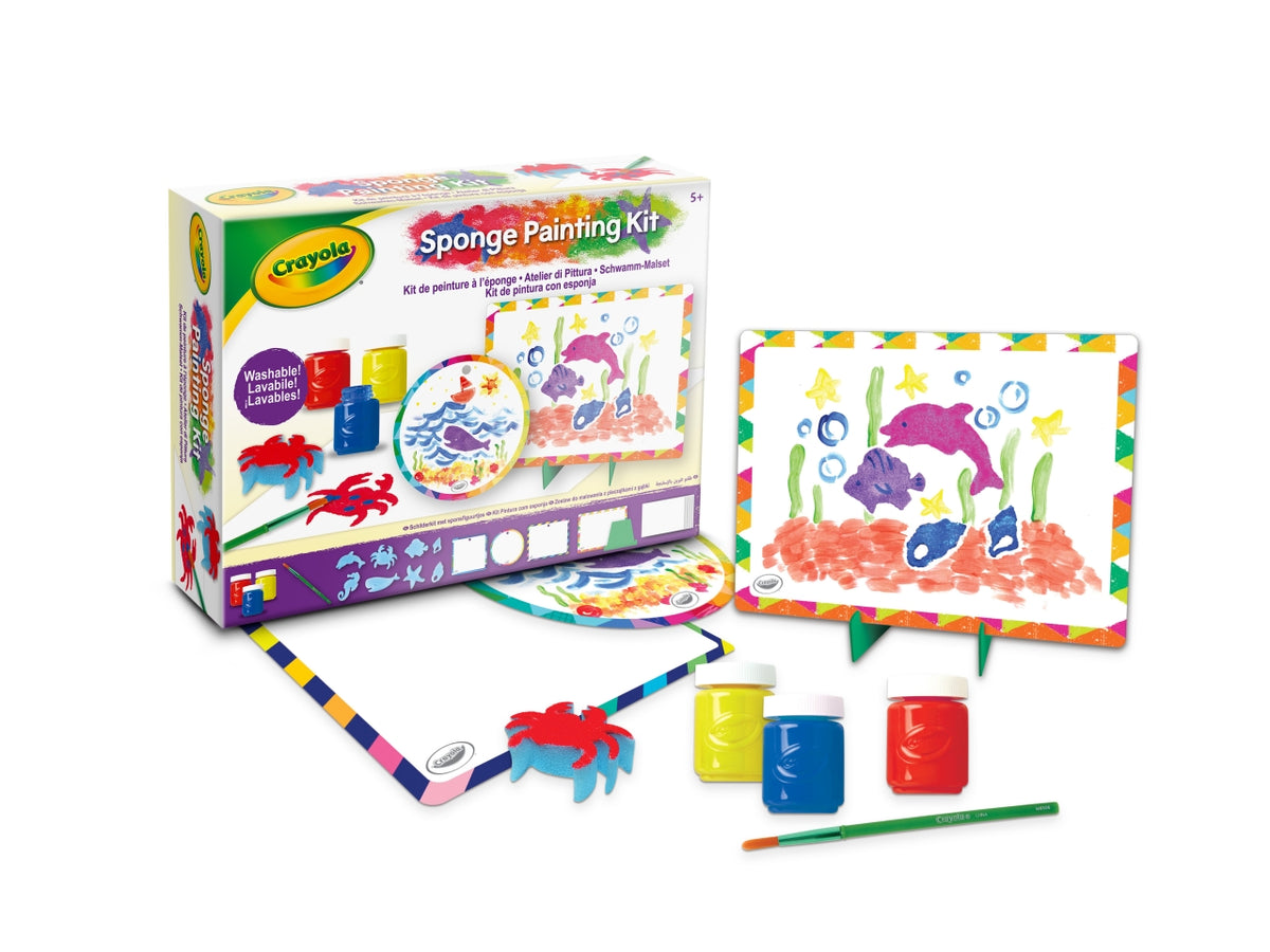 Atelier di Pittura - Multicolor, 26,5x5,6x20 cm, 320 gr, Carta, Provenienza Italia, Certificato CE, Unisex, Età 5+, 3 Tempere Lavabili, 1 Pennello, 8 Spugnette, 1 Cornice con Piedistallo, 3 Cornici da Appendere, 8 Fogli Bianchi, Guida | Crayola $