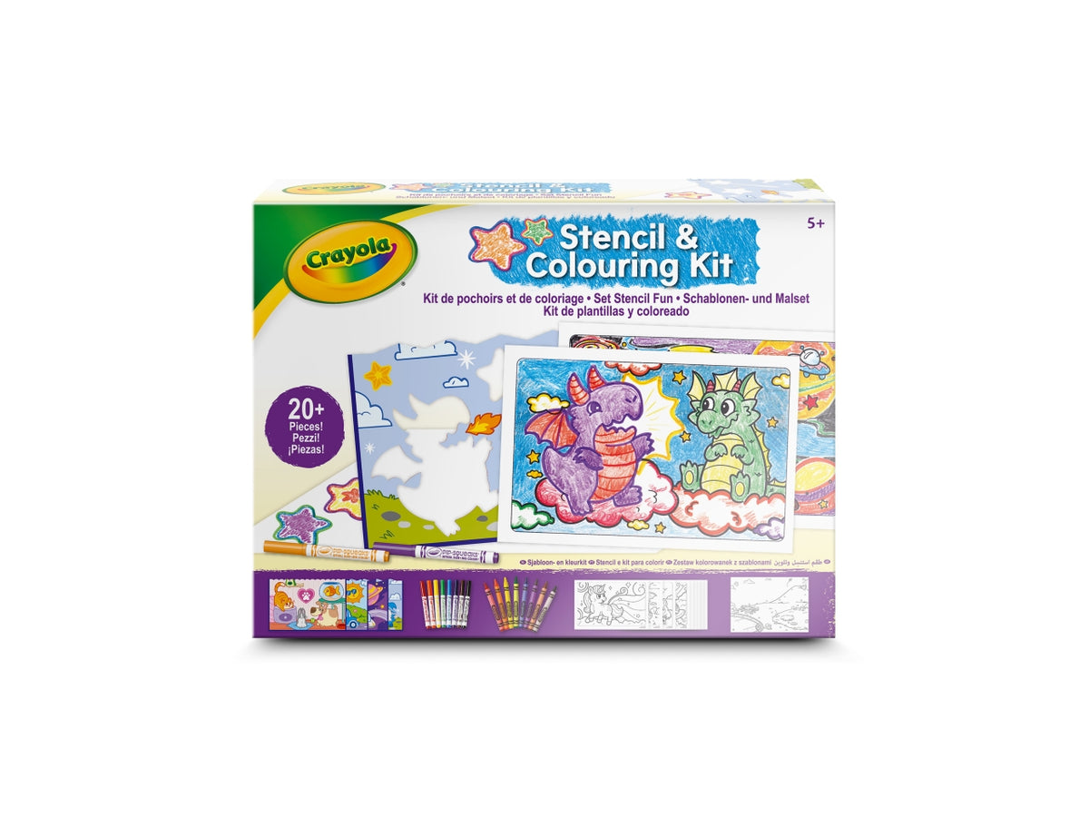 Set Stencil Fun - Multicolor, 26,5x5,6x20 cm, 320 gr, Carta, Provenienza Italia, Certificato CE, Unisex, Età 5+, 8 Pennarelli, 8 Pastelli a Cera, 4 Fogli di Stencils, Album da Colorare 16 Pagine, 1 Poster, Guida (8 Pagine) | Crayola $