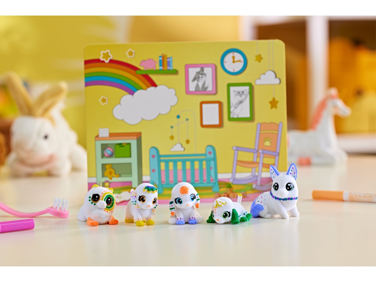Washimals Baby Pets Asilo Nido dei Cuccioli - Set con 5 Pets e Accessori, Multicolor, Età 3+, Crayola