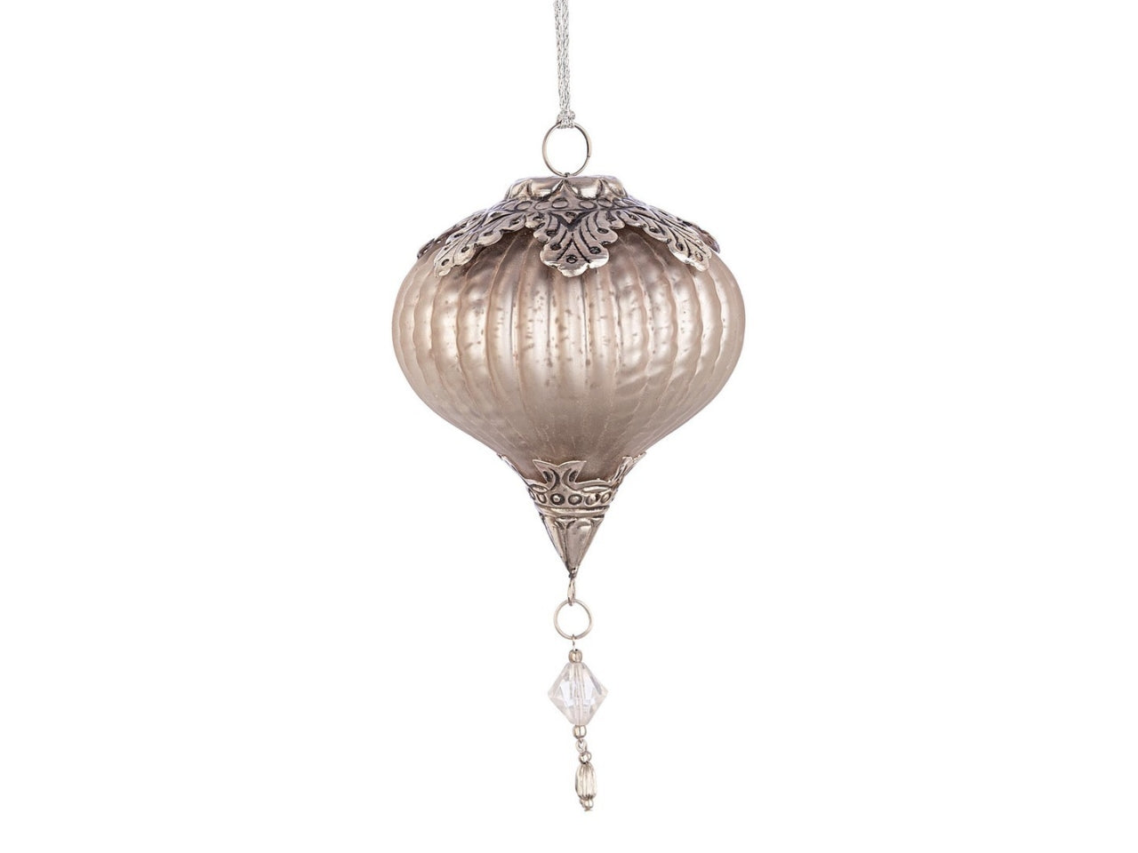 Pendente natalizio goccia in vetro satinato champagne 8x10 cm - Bizzotto