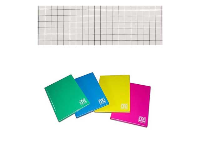 Quaderno one color a quadretti A5 rigatura 5m misura 148x210mm 60gr fogli 72 colori assortiti