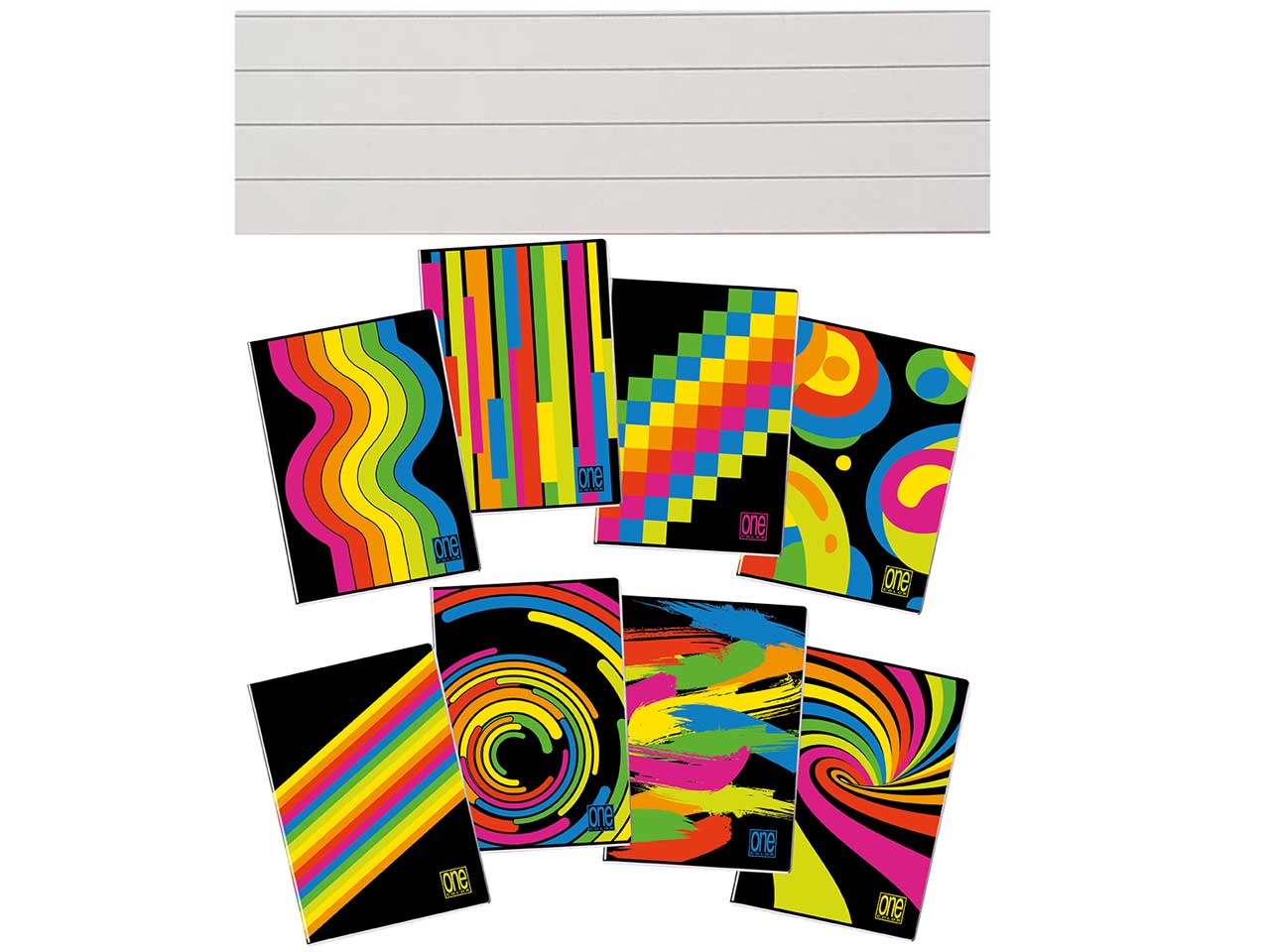 Quaderno maxi one color black&fluo con jolly page, 80g 20+1 fogli, rigatura 1R confezione 10 pezzi - Blasetti