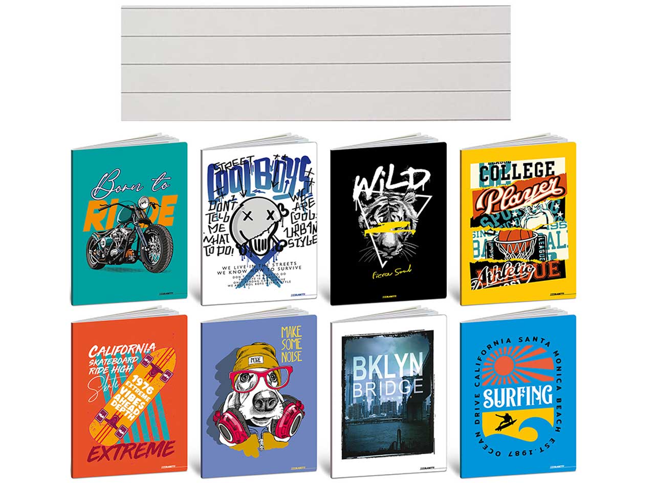 Maxi quaderno A4 80gr Kid Boy, rigo 1R, confezione da 10 pezzi assortiti, 20+1 fogli - Blasetti