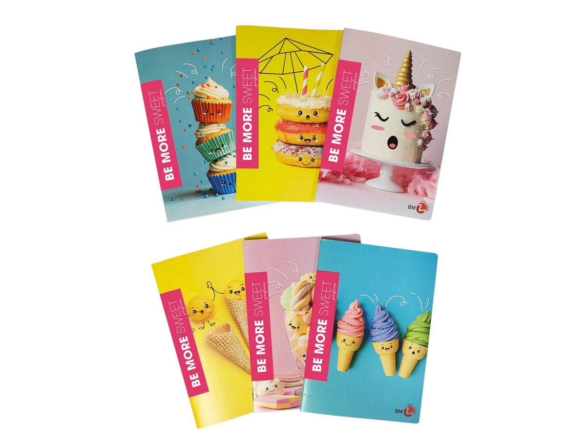 Quaderno maxi 100 grammi linea sweet rigatura 1r fogli 72 e risguardo misura 210x297mm - la confezione comprende 10 quaderni - assortiti