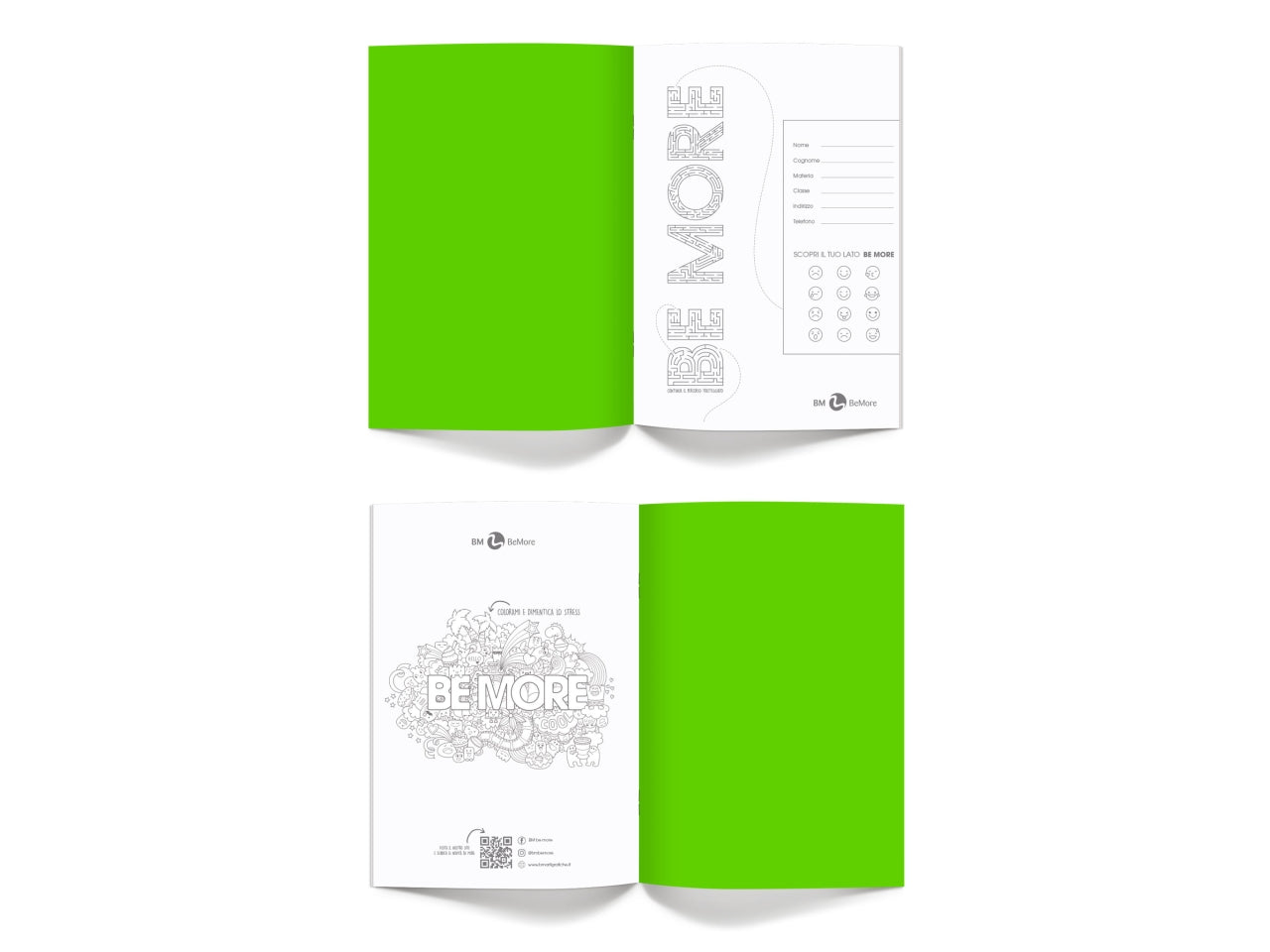 Quaderni maxi fluo linea be more different formato 21x29,7, pagine 72+r, rigatura c confezione da 10 quaderni