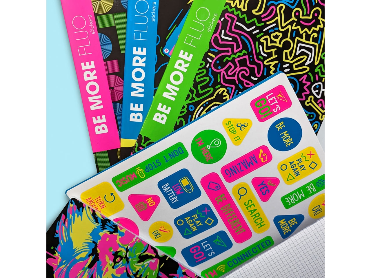 Quaderni maxi fluo linea be more different formato 21x29,7, pagine 72+r, rigatura 1 rigo confezione da 10 quaderni