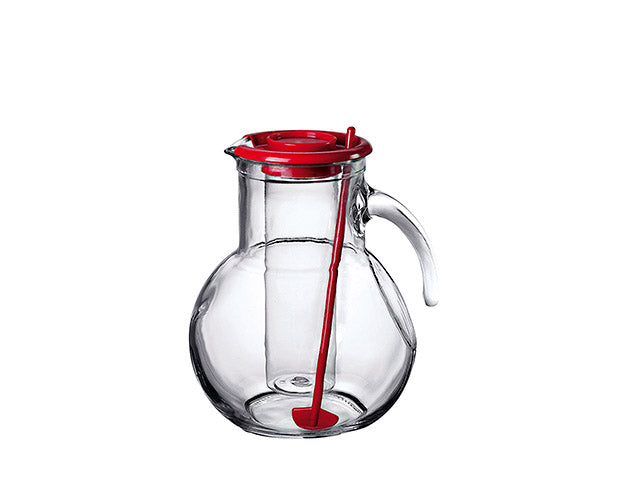 Caraffa in vetro Kufra da 2L con tappo rosso