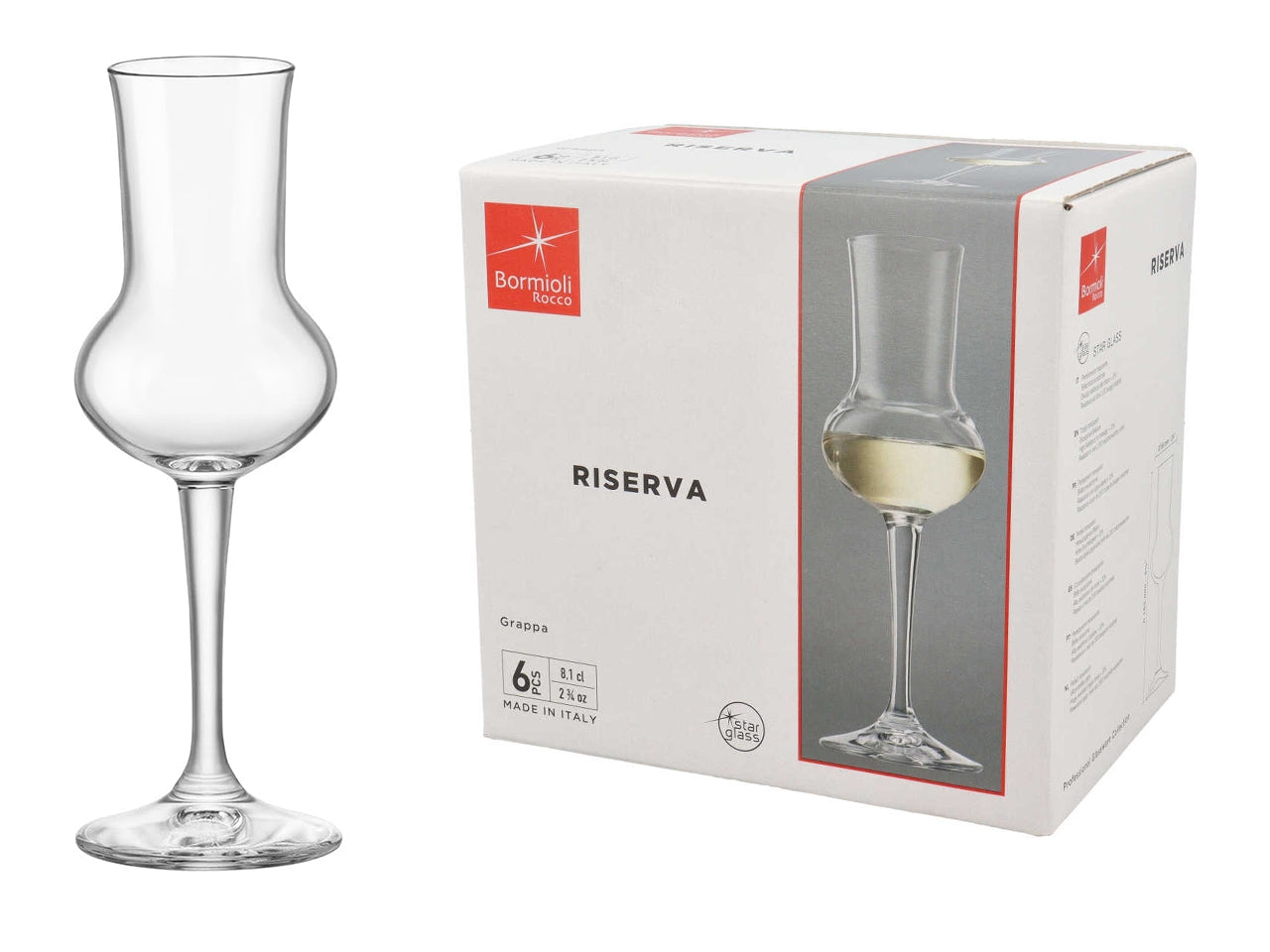 Riserva calice grappa da 8,5cl in confezione da 6 calici