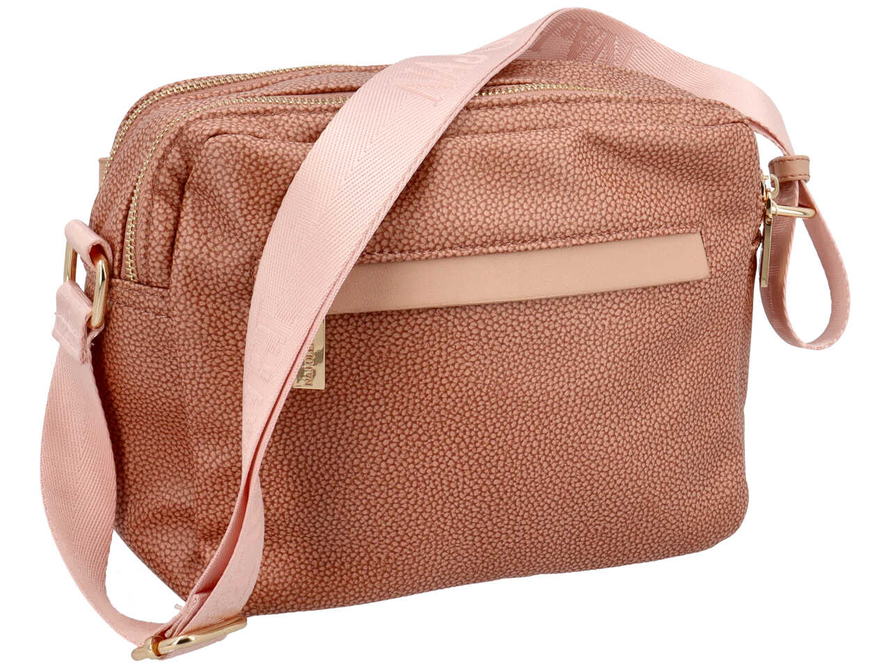 Borsa con tracolla da donna albicocca similpelle con ciondolo orsetto, 20x24x10 cm Naj Oleari $
