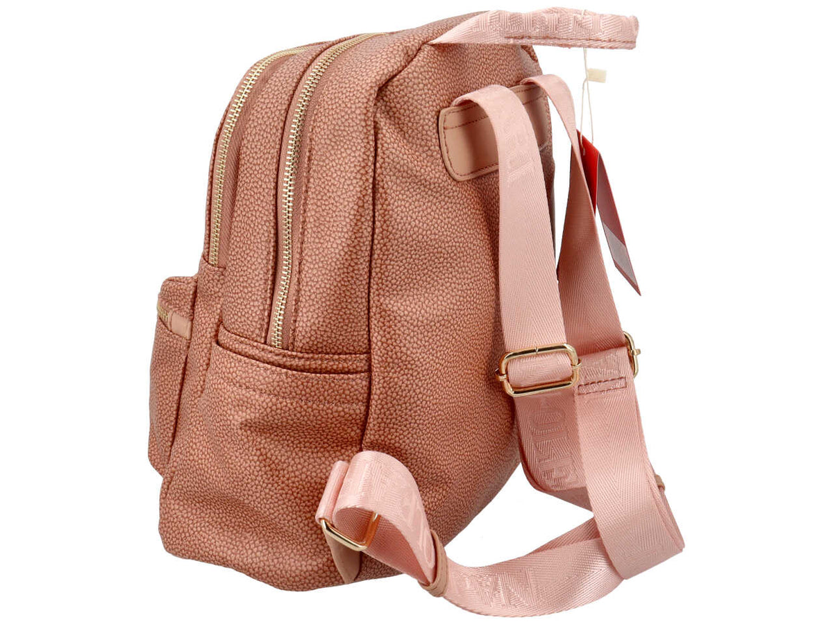 Zaino donna blu Naj Oleari in similpelle color albicocca con 2 zip - 28x23x12cm $