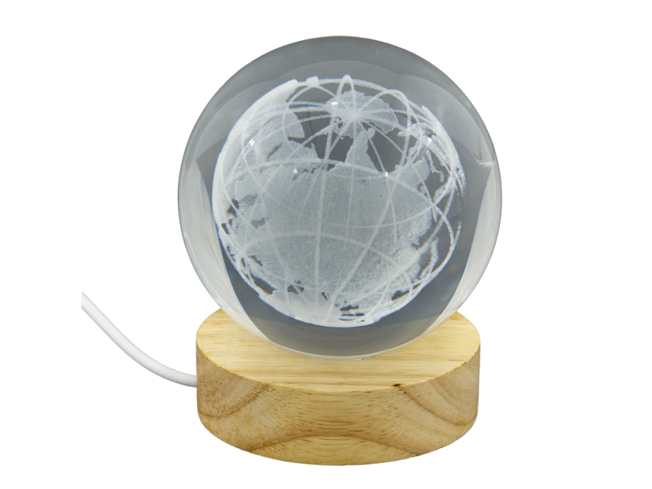 Bomboniera lampada globo in vetro con base in legno, a LED luce calda con batteria inclusa, scatola regalo - 8x8x10cm - Melograno