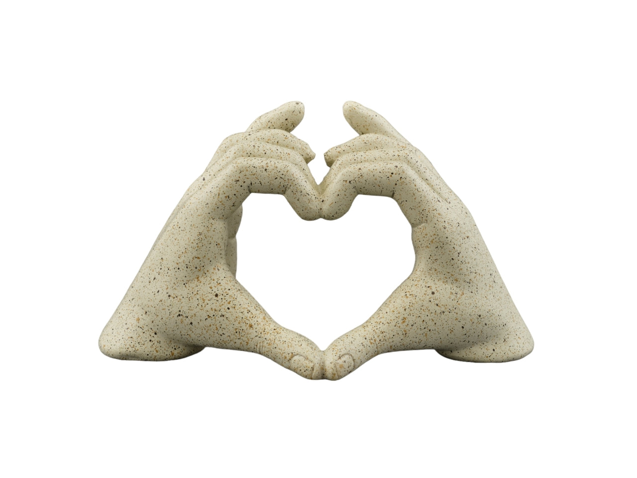 Oggetto decorativo shabby chic Cuore di Mani in Resina Bianca 14,5x7,5x9cm - Design Italiano