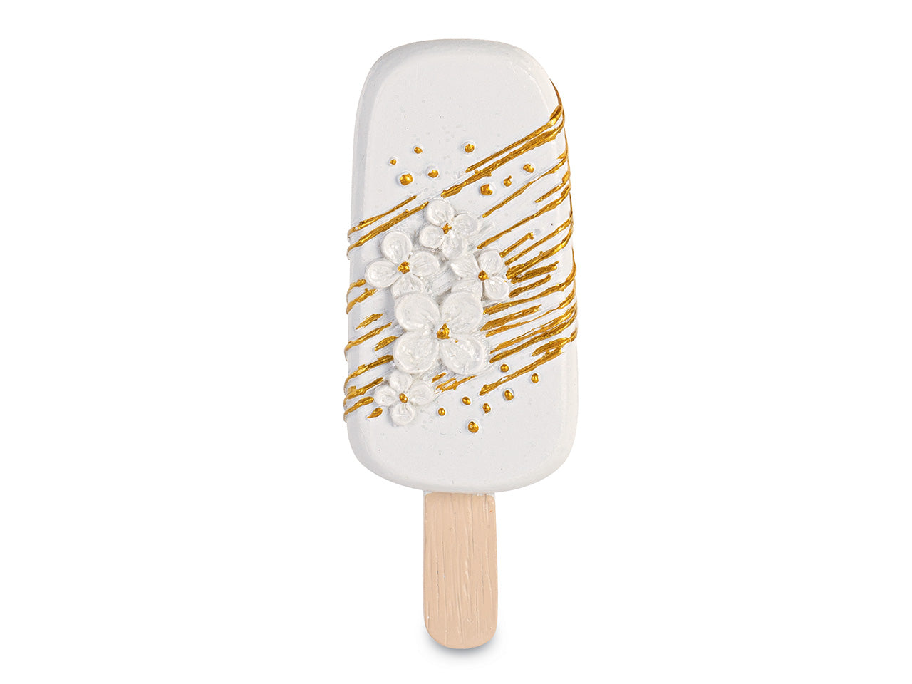 Magnete gelato bianco e fiori h.9cm