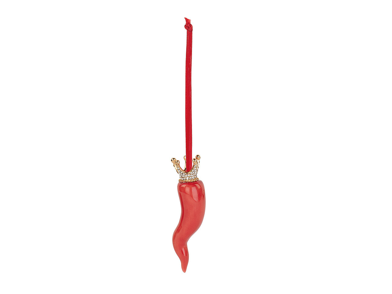 Cornetto rosso con corona oro h.10cm