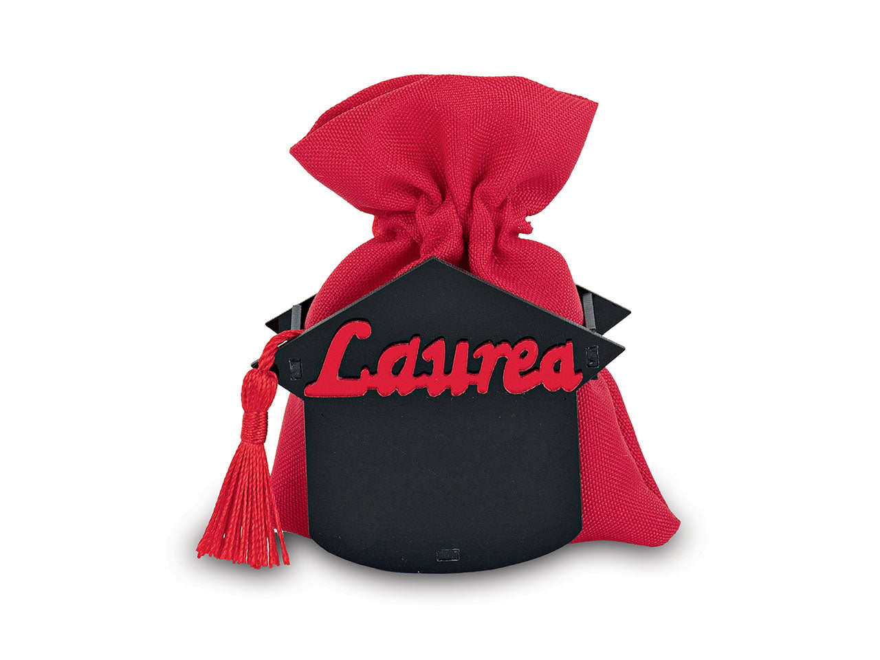 Tocco laurea con sacchetto rosso