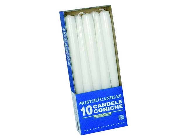 Candela conica 25 10pz bianche56213.01