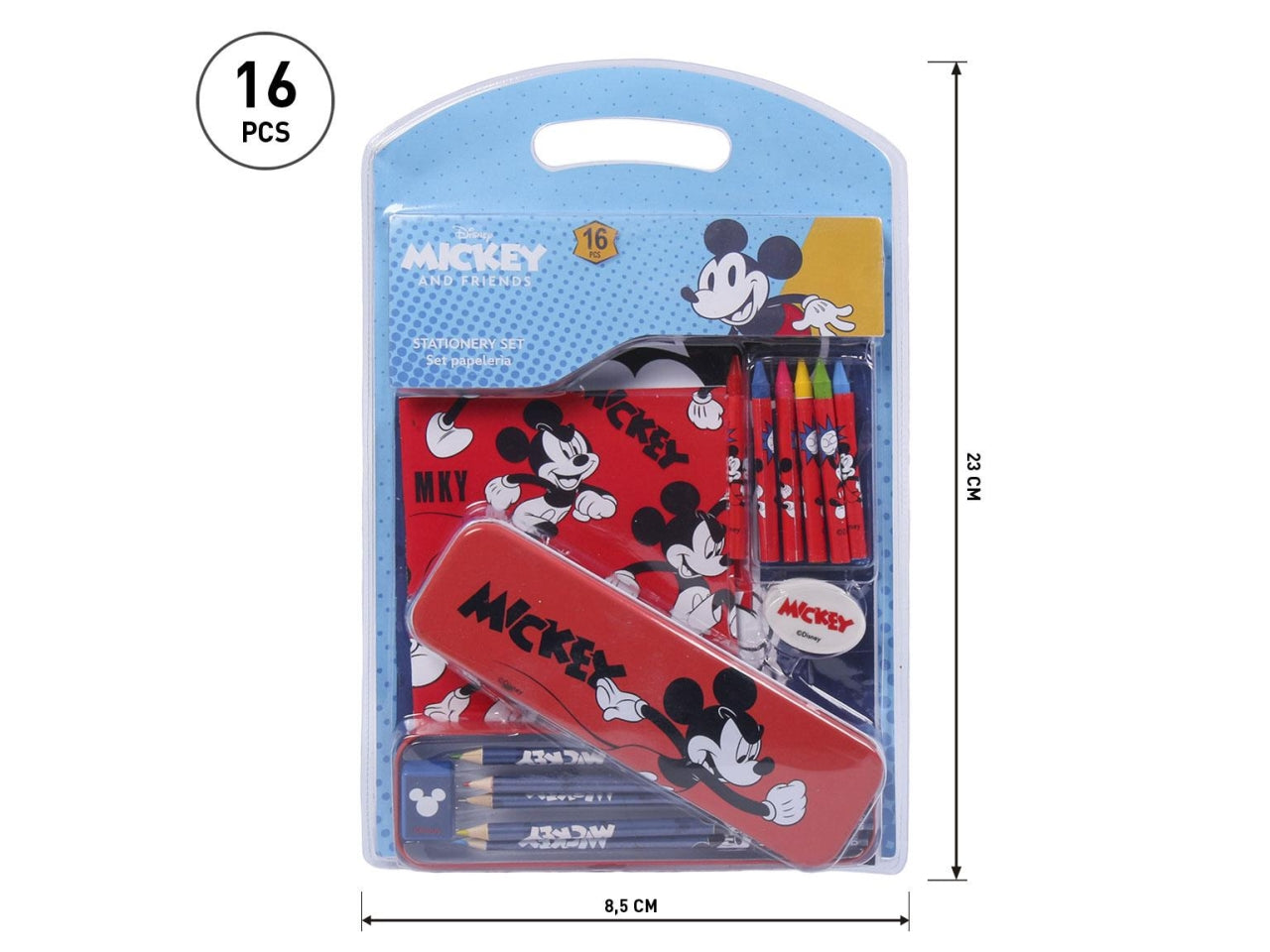 Set cancelleria scolastica per bambino Disney Mickey, per colorare e disegnare, tema Mickey and friends - CerdÃ