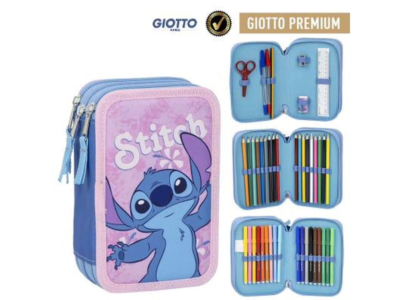 Astuccio Stitch 3 cerniere da bambina 13x7x19,5 cm - Cerdà $