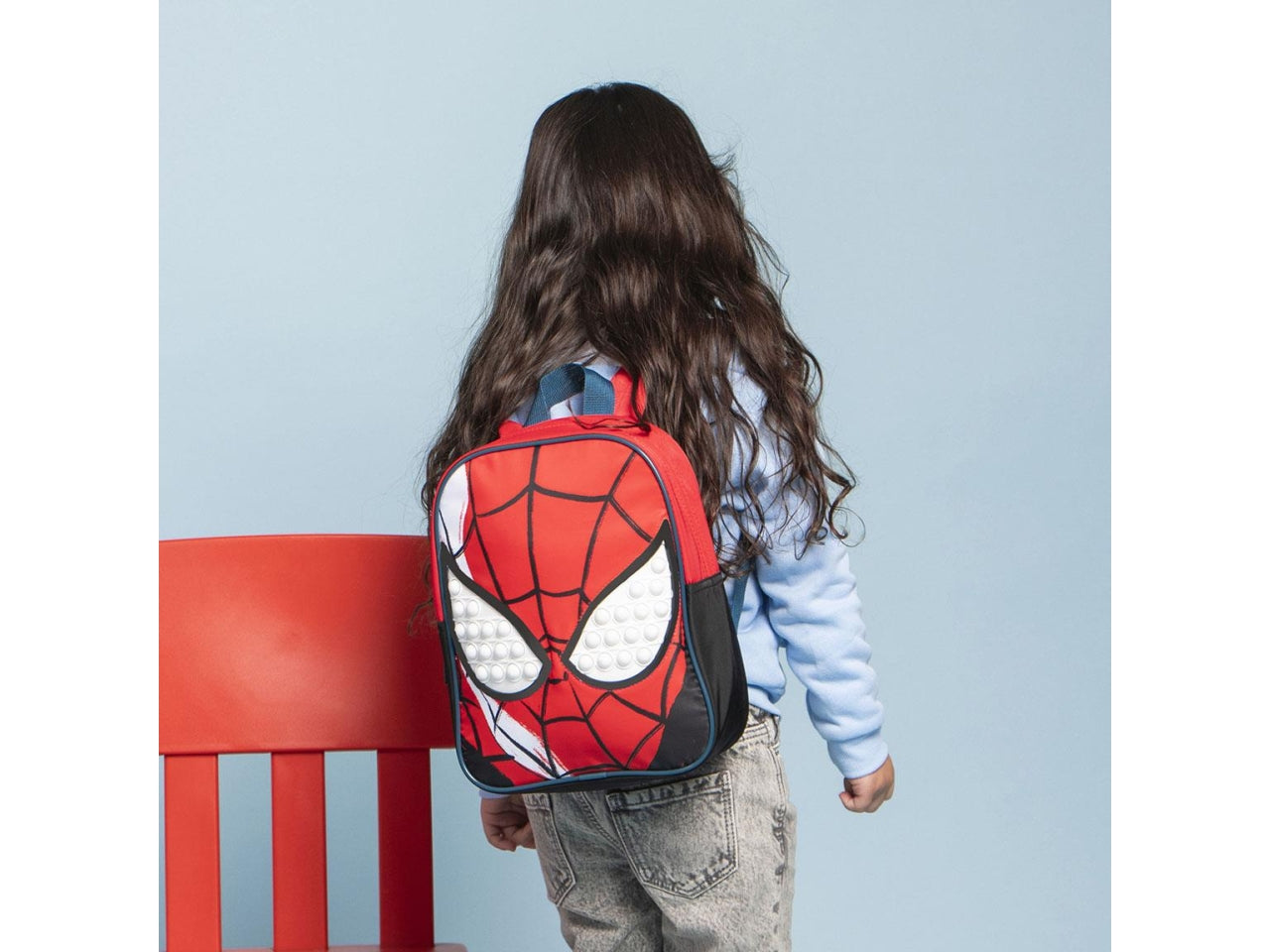 Zaino asilo Spiderman per bambino in tessuto rosso e nero poliestere con occhi pop it 28.5x21x7 cm - Cerda