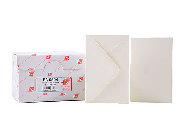 Biglietto e busta in carta millerighe avorio 9x14 cm - GS Cartotecnica