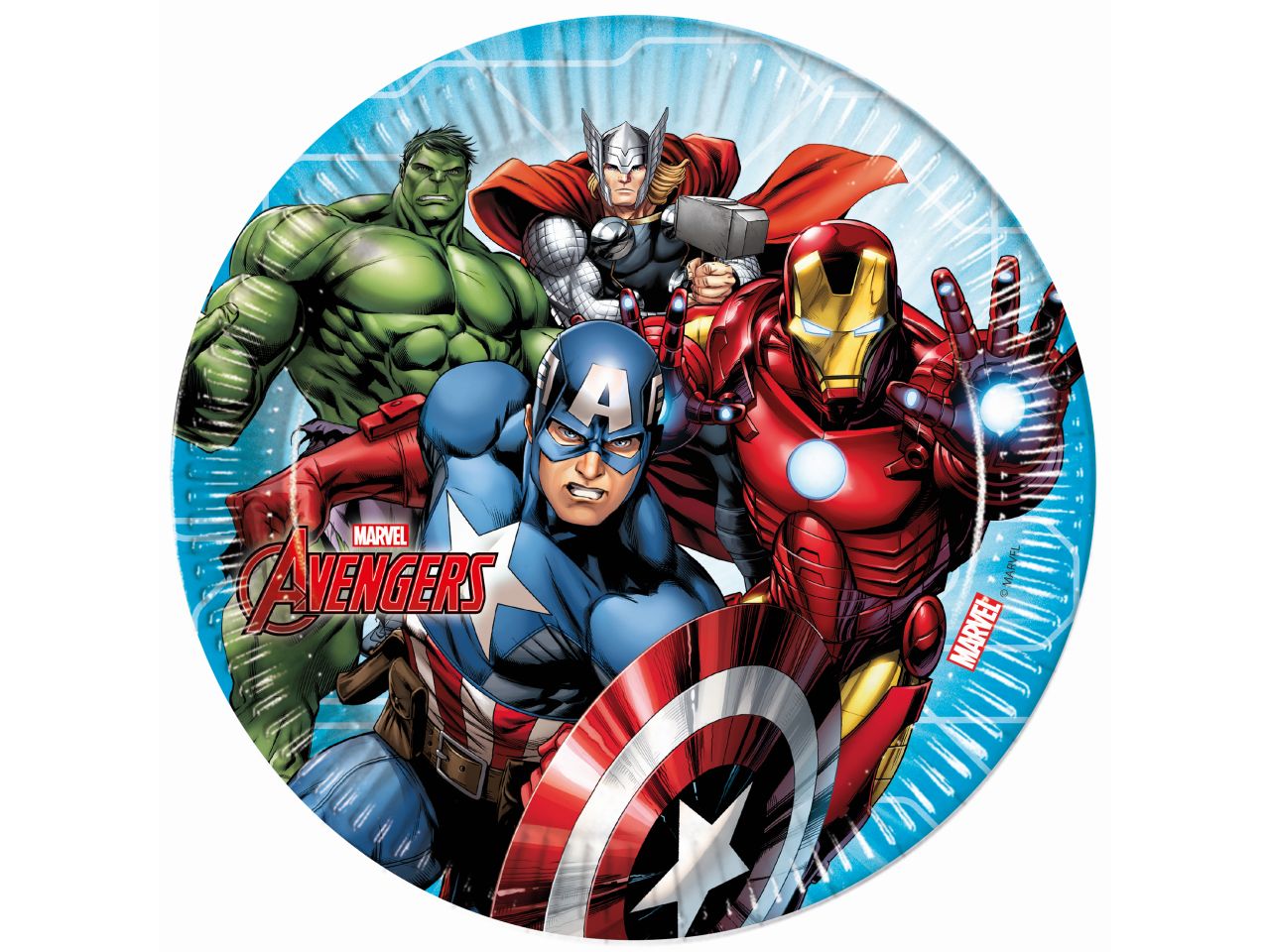Piatti di carta avengers misura 23cm - la confezione comprende 8 piatti