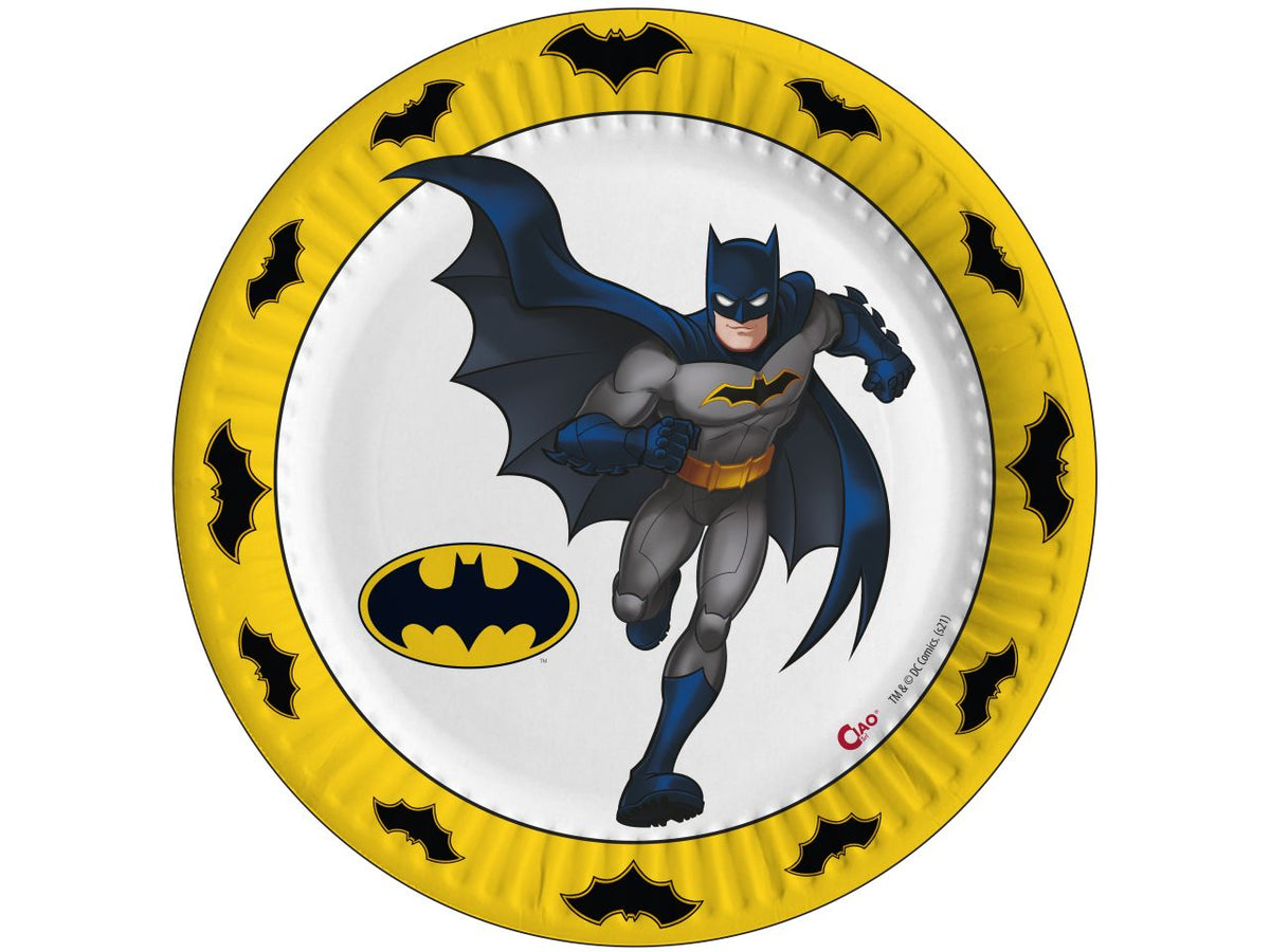 Piatti di carta compostabili batman misura d.23cm - la confezione comprende 8 piatti