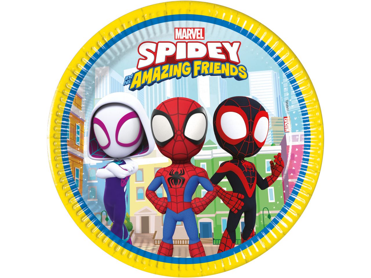 Piatti di carta spidey and his amazing friends misura d.23cm - la confezione comprende 8 piatti
