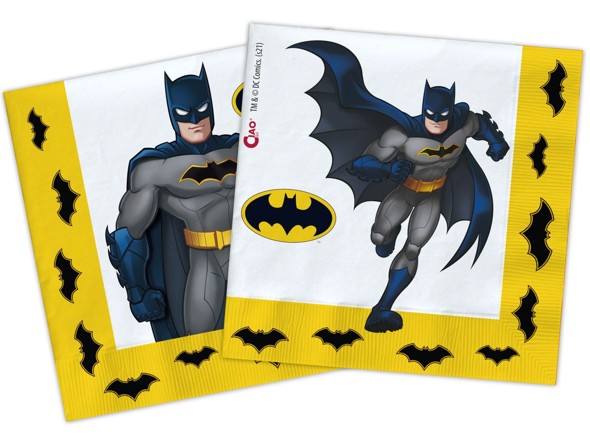 Tovaglioli di carta compostabile batman misura 33x33cm - la confezione comprende 20 tovaglioli