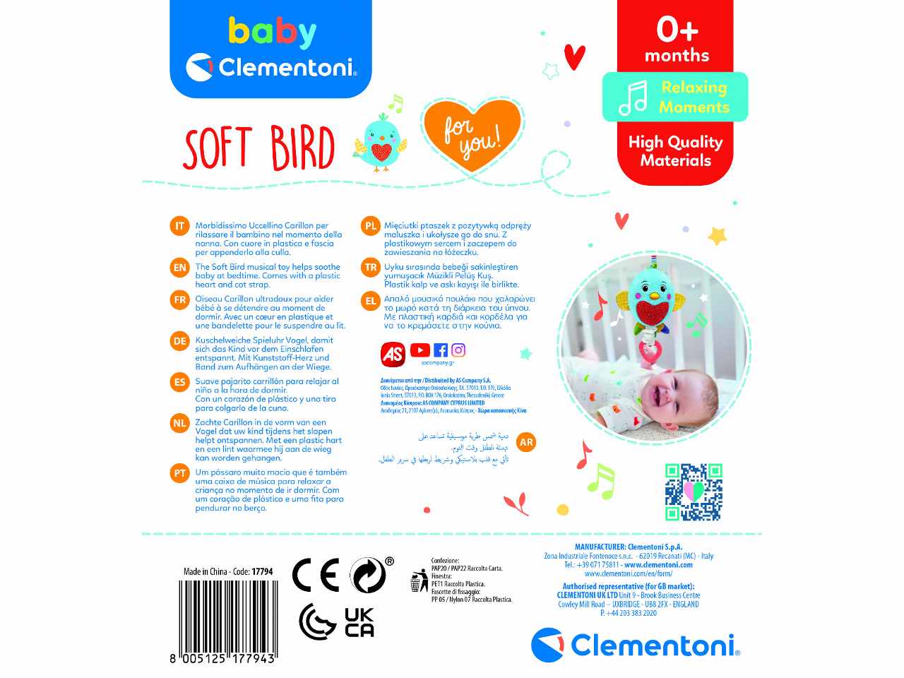 Soft Bird Musicale Carillon - Clementoni