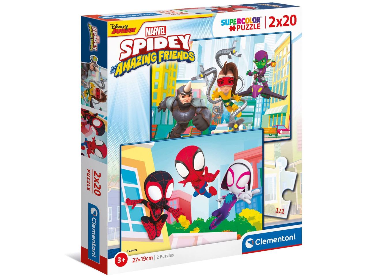 Supercolor Puzzle Spidey and His Amazing Friends Puzzle Bambini 2x20 pezzi - Clementoni$
