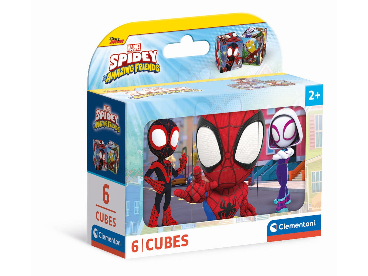 Puzzle 6 cubi Marvel Spidey And His Amazing Friends in cartone, 12x8 cm, 2+ anni, Made in Italy - Clementoni