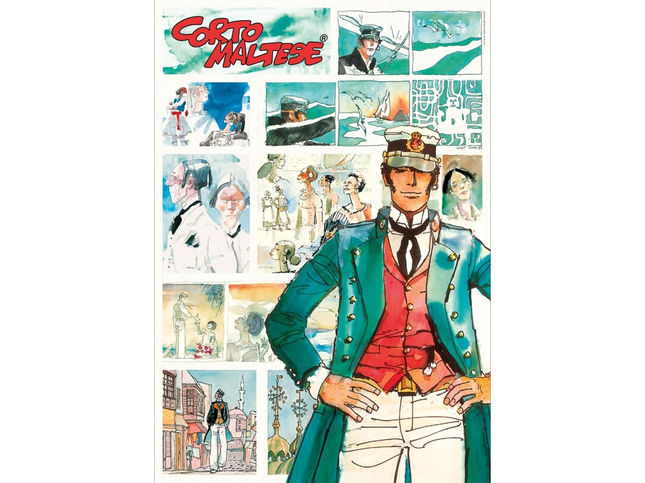 Puzzle 1000 pezzi fumetto Corto Maltese, 50x70 cm con poster incluso, Made in Italy - Clementoni