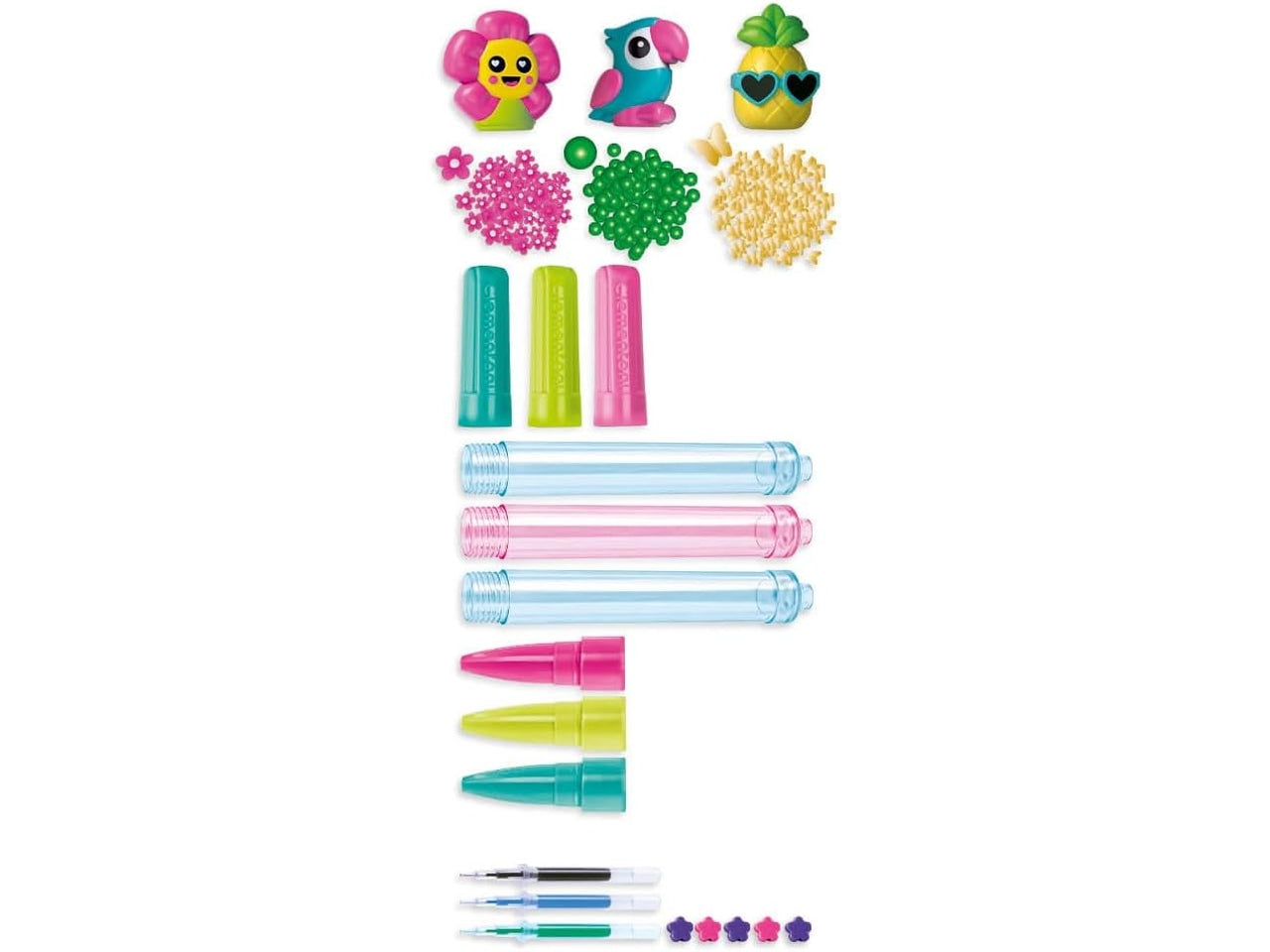 Clementoni Crea le tue penne Tropicali, kit fai da te di 3 penne da assemblare e personalizzare, 6+ anni, made in Italy