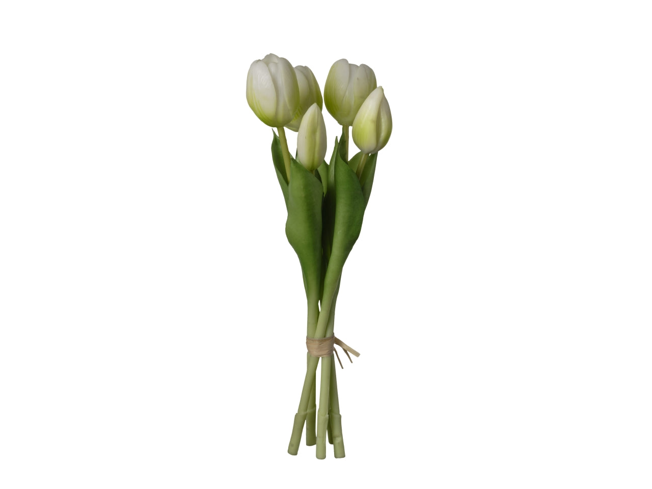 Tulipano bianco artificiale in plastica, mazzo a 5 steli 12x12x28 cm - Conti