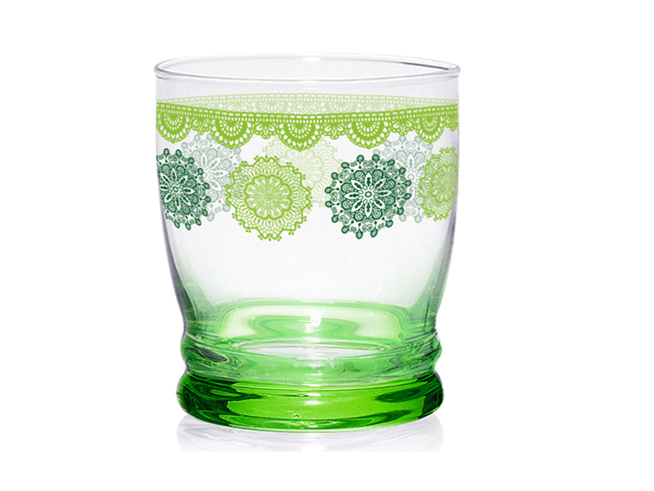 Bicchieri per acqua linea giove in confezione da 3 bicchieri con decorazioni persia colore verde da 340cc