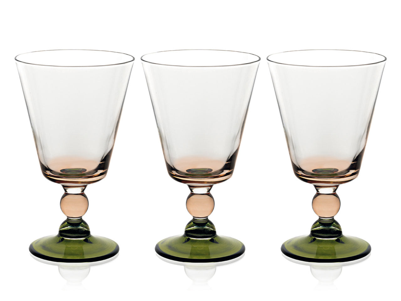 Calice acqua 315cc in vetro fondo verde e ambra set 3 pezzi - Cerve