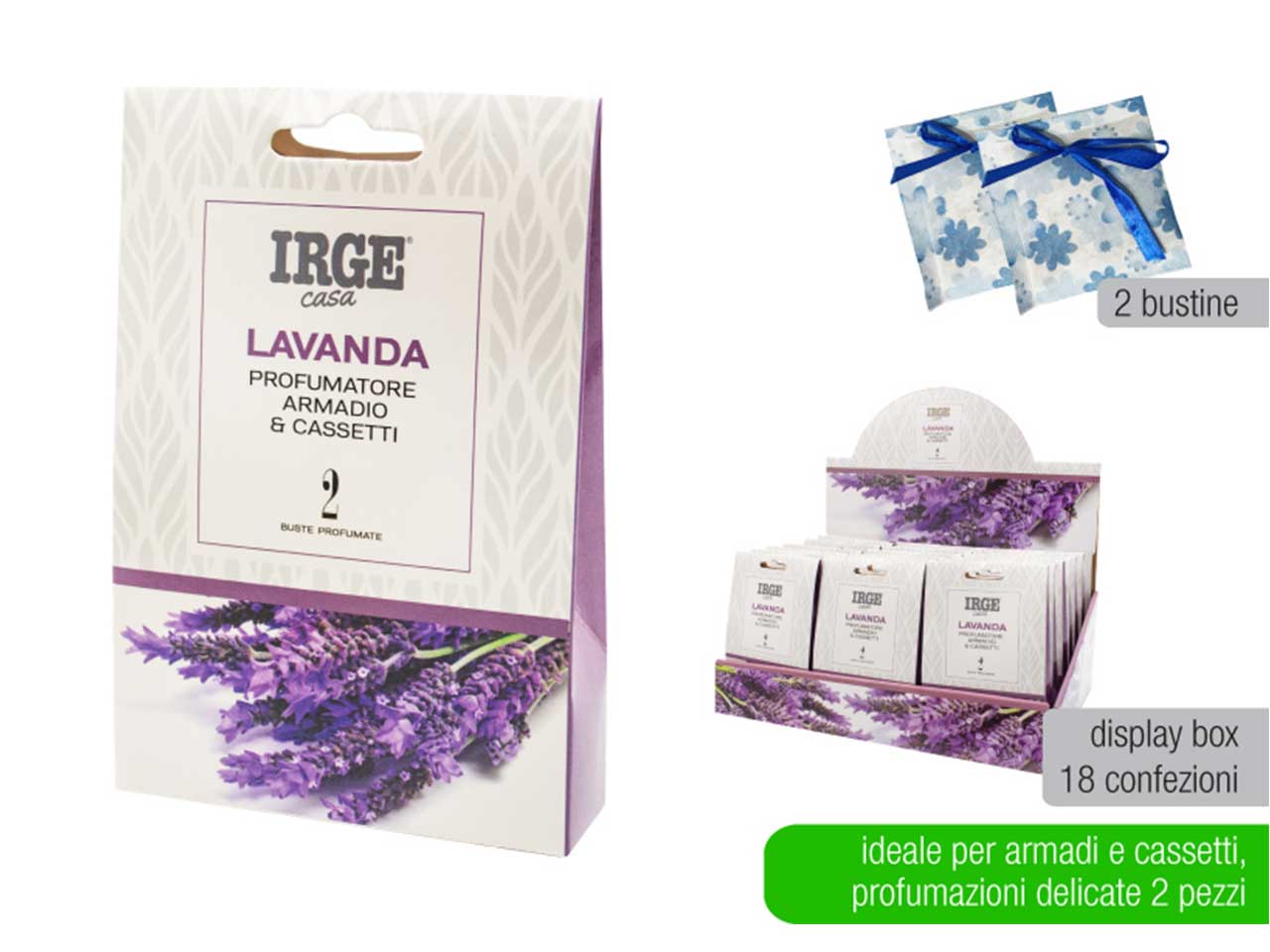 Sacchetti per armadio profumati alla lavanda, set 2 sacchetti