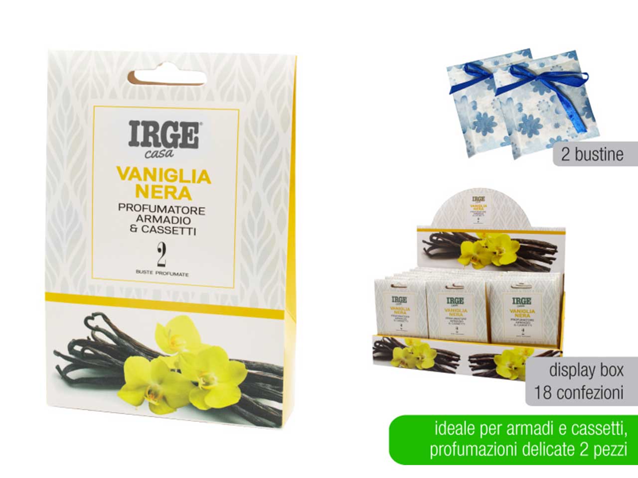 Sacchetti per armadio profumati alla vaniglia, set 2 sacchetti