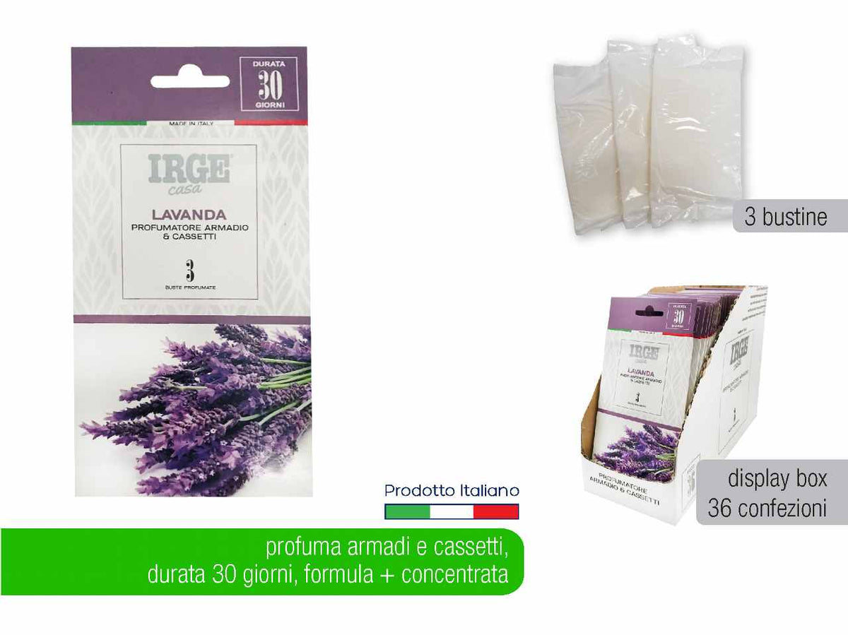 Bustine profumate per armadi e cassetti alla lavanda, set 3 pezzi