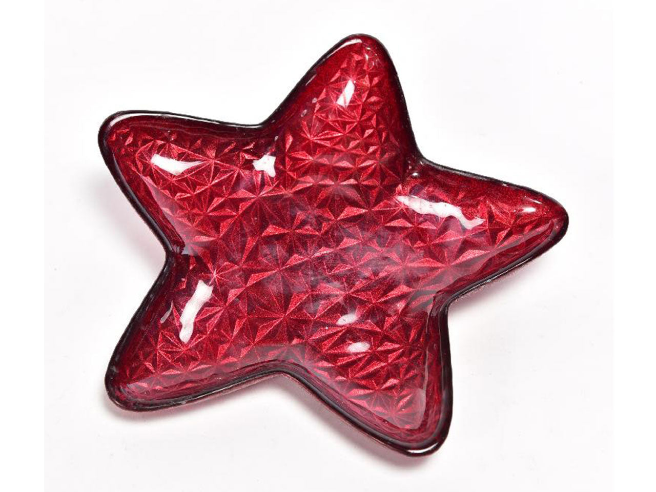 Piatto stella vetro 23,5cm rosso 98068
