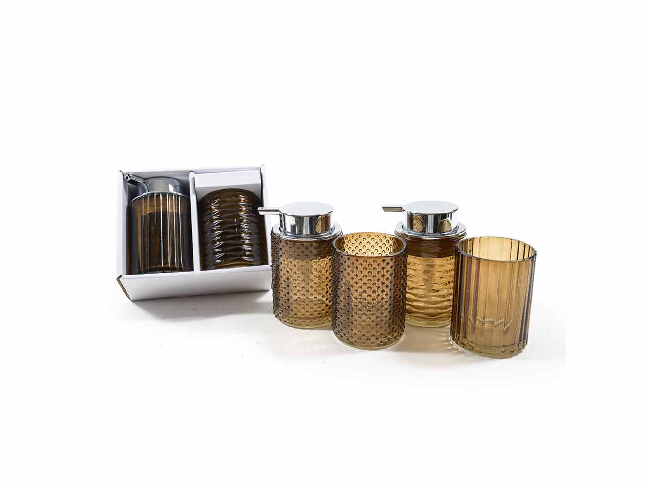Set bagno 2 pezzi in vetro col.240ml 12220