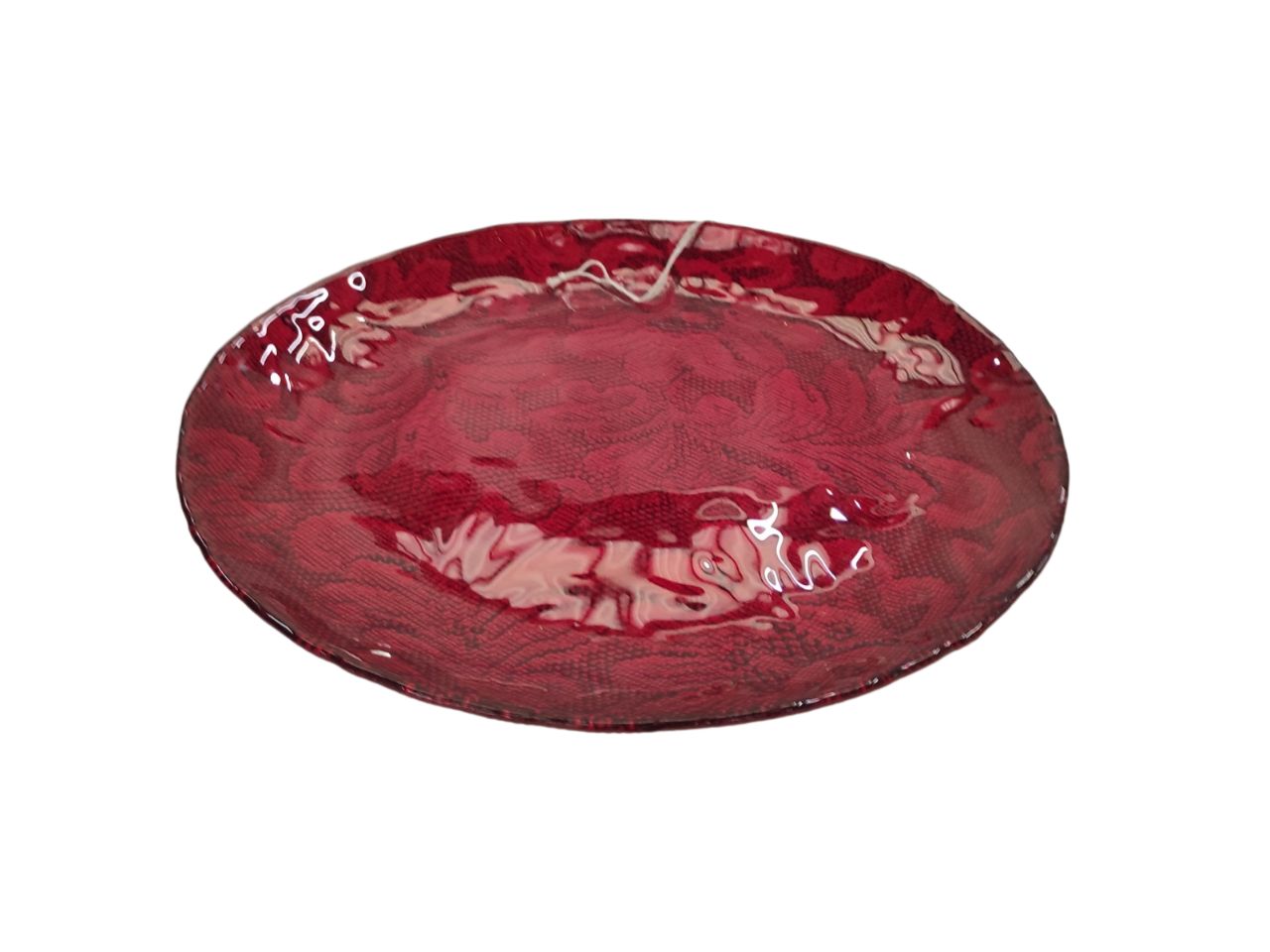 Piatto in vetro" romantic " d cm 21 colore rosso