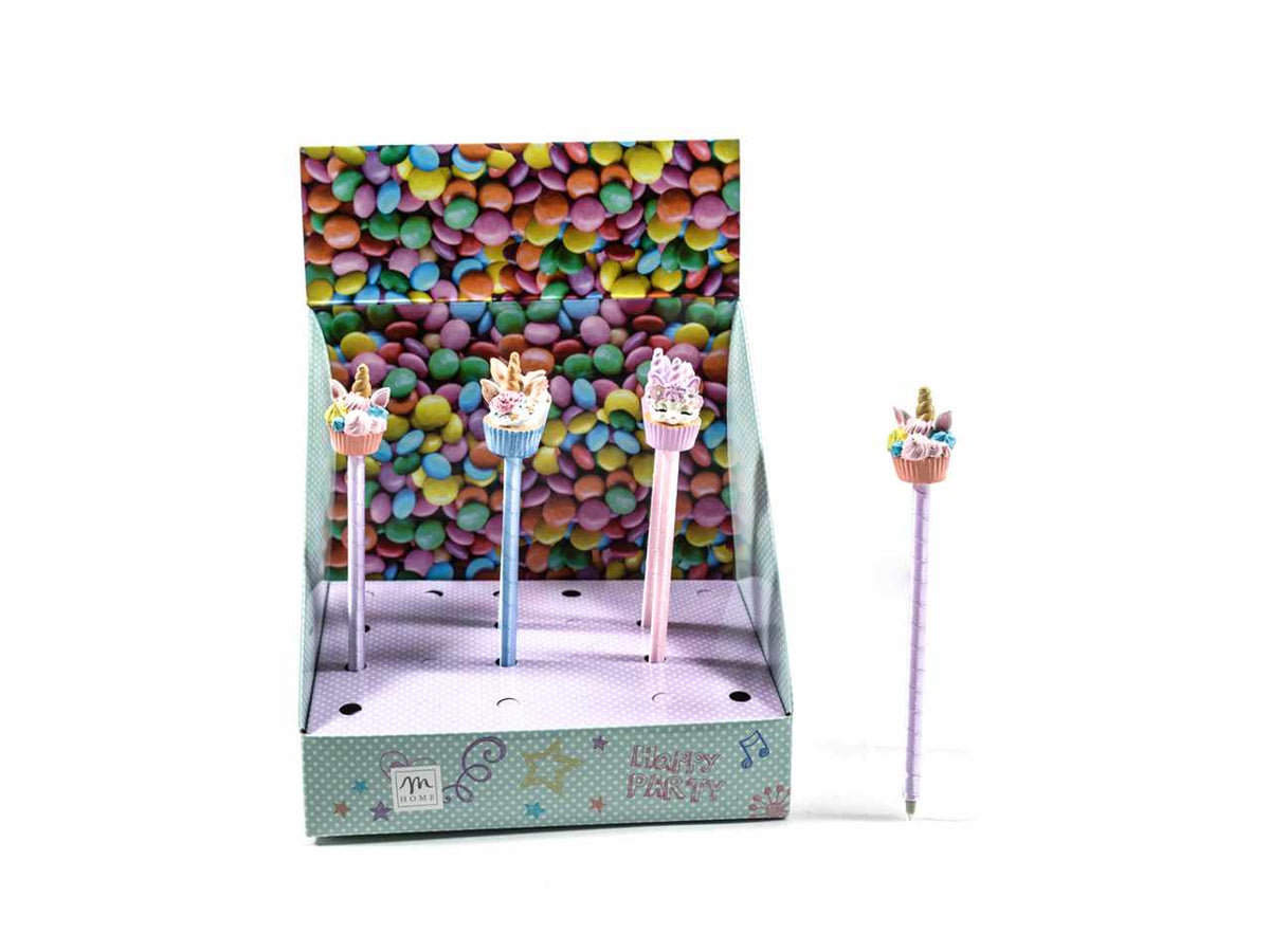 Penna con decorazione in resina 3x3x18.5cm assortite