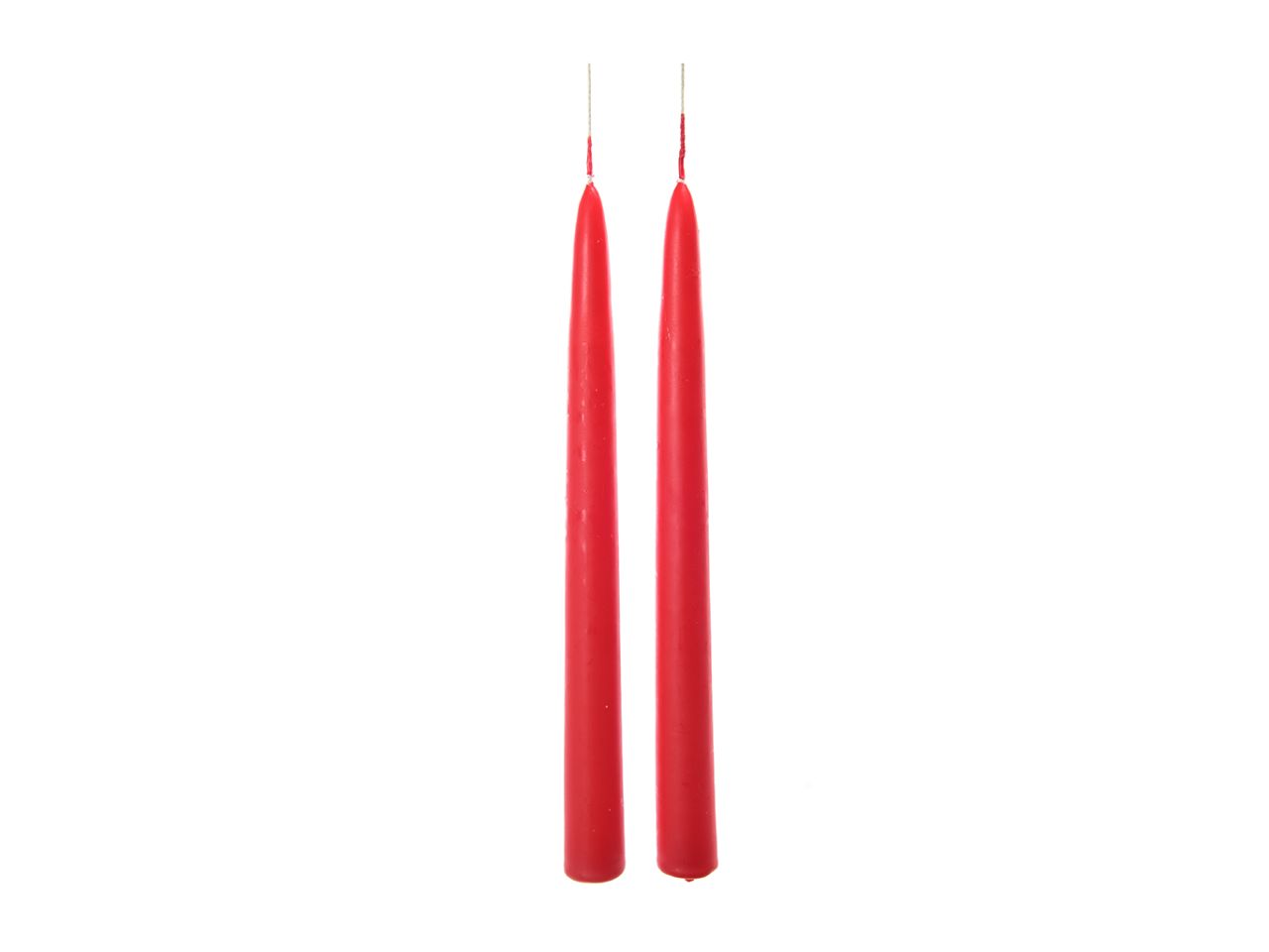 Candela in coppia a stelo lucide rosse 25cm
