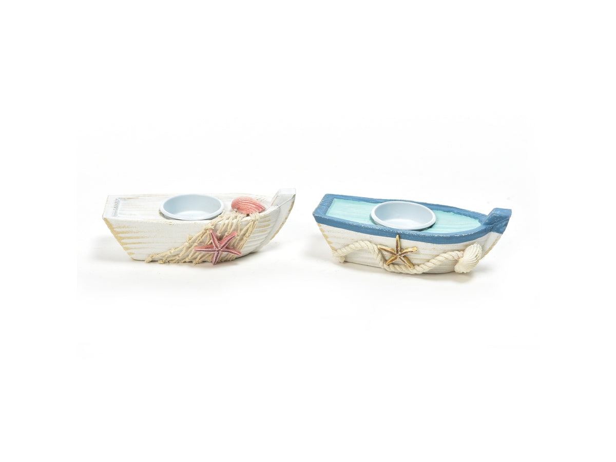 Porta tea light marinaro in legno e corda multicolor 14x5,5x5 cm - Mercury