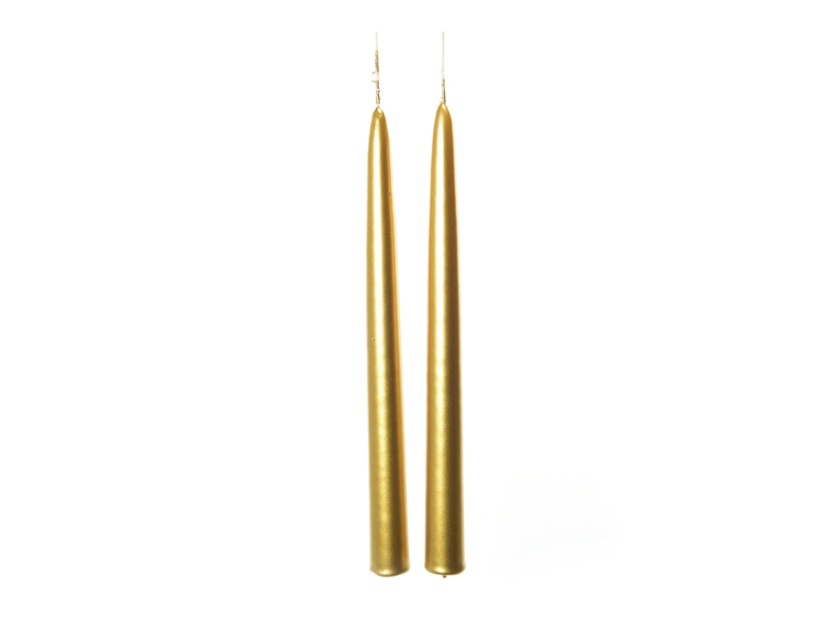 Candela in coppia a stelo metalliche oro 29cm