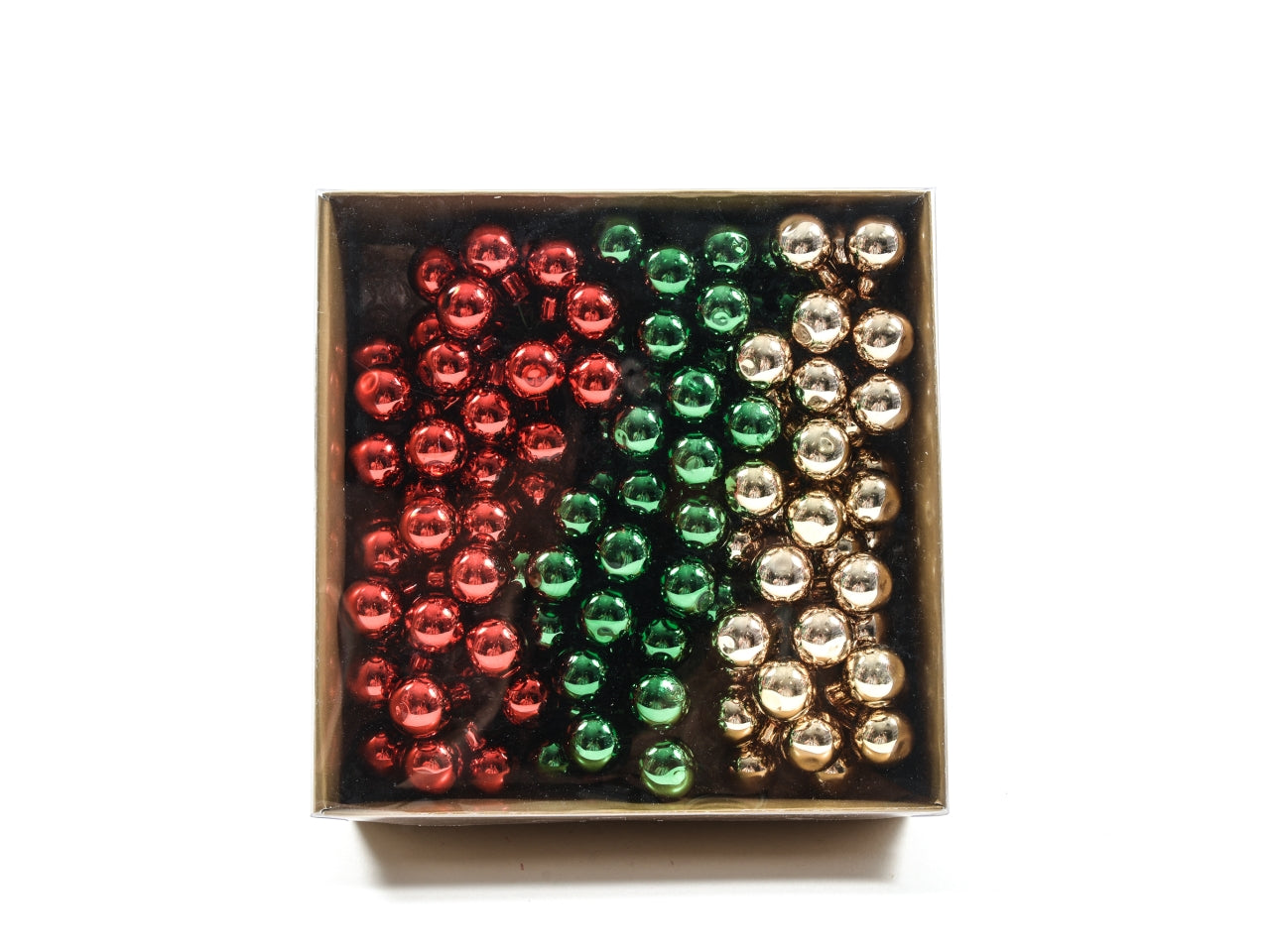 Palla in vetro 2cm oro verde e rosso in confezione da 144 pezzi