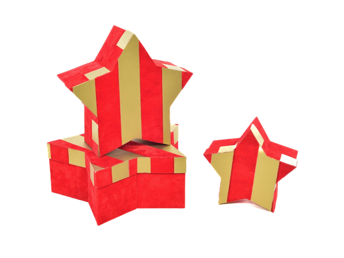 Scatole stella 25,5x25,5xh.10 - 21,5x21xh.8 - 15,5x15xh.7cm set da 3 scatole