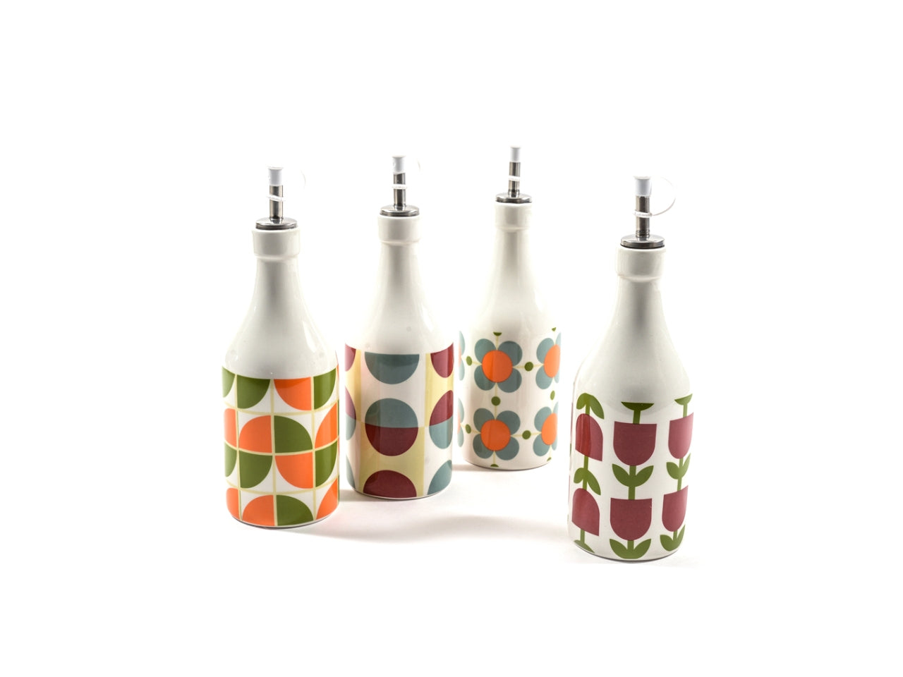 Oliera in ceramica vintage multicolor capacità 470 ml fantasia geometrica/floreale 8x23 cm - M Home $